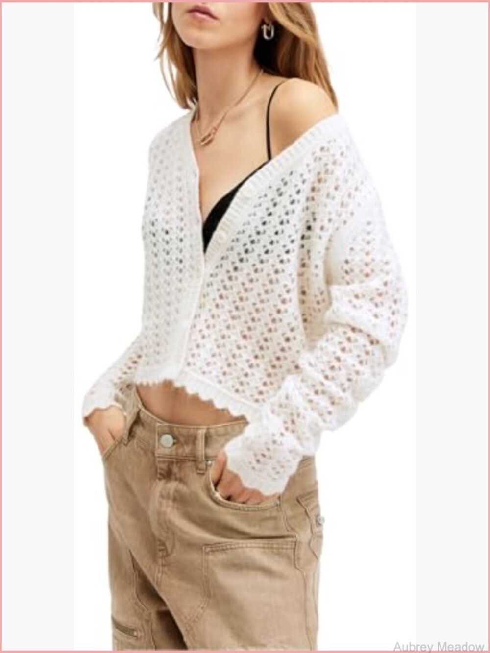 V-Neck Button Front Cardigan Regular Fit Long Sleeve Lightweight Wool Blend - Picture 2 of 5
